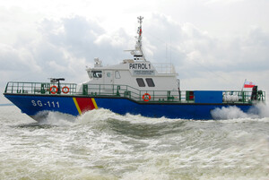 Jednostka pływająca Straży Granicznej SG-111 "Patrol 1". Fot. MOSG Jednostka pływająca Straży Granicznej SG-111 &quot;Patrol 1&quot;. Fot. MOSG
